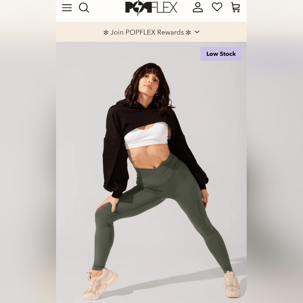 POPFLEX Crisscross Hourglass® Leggings with Pockets - Dark Sage L 27"